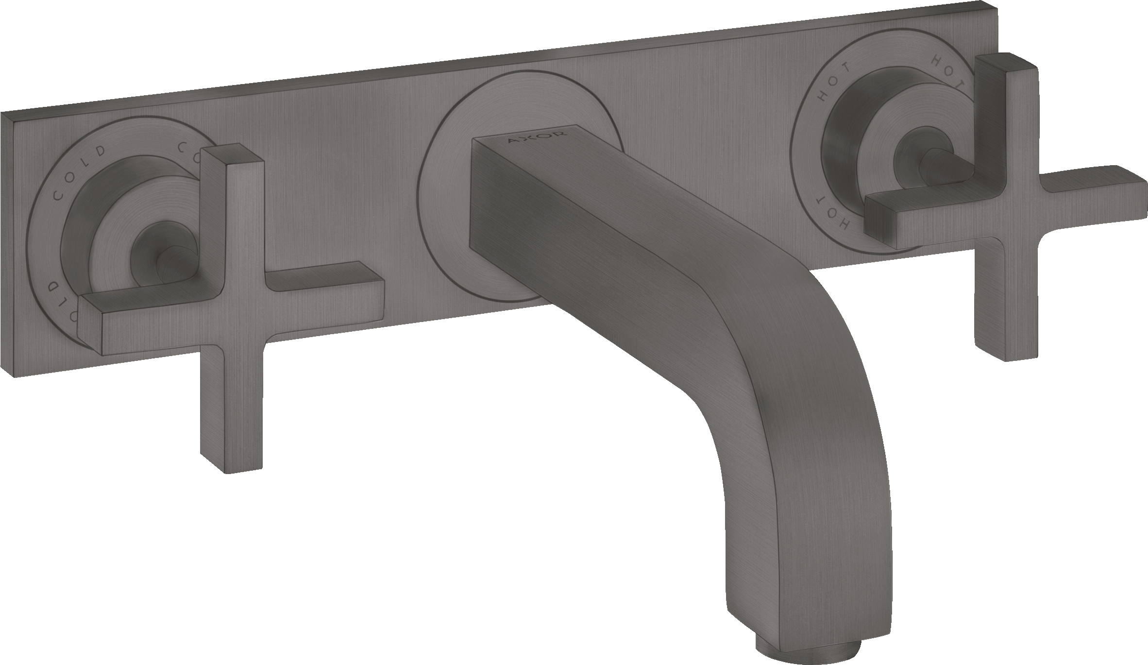 Batería americana de lavabo empotrada de crucetas con placa y caño 226 mm