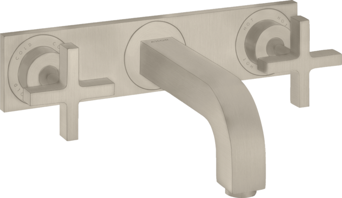 AXOR Citterio Mélangeur de lavabo 3 trous encastré pour montage mural poignées croisillons avec plaque, bec 226 mm, bonde à écoulement libre — 39144820