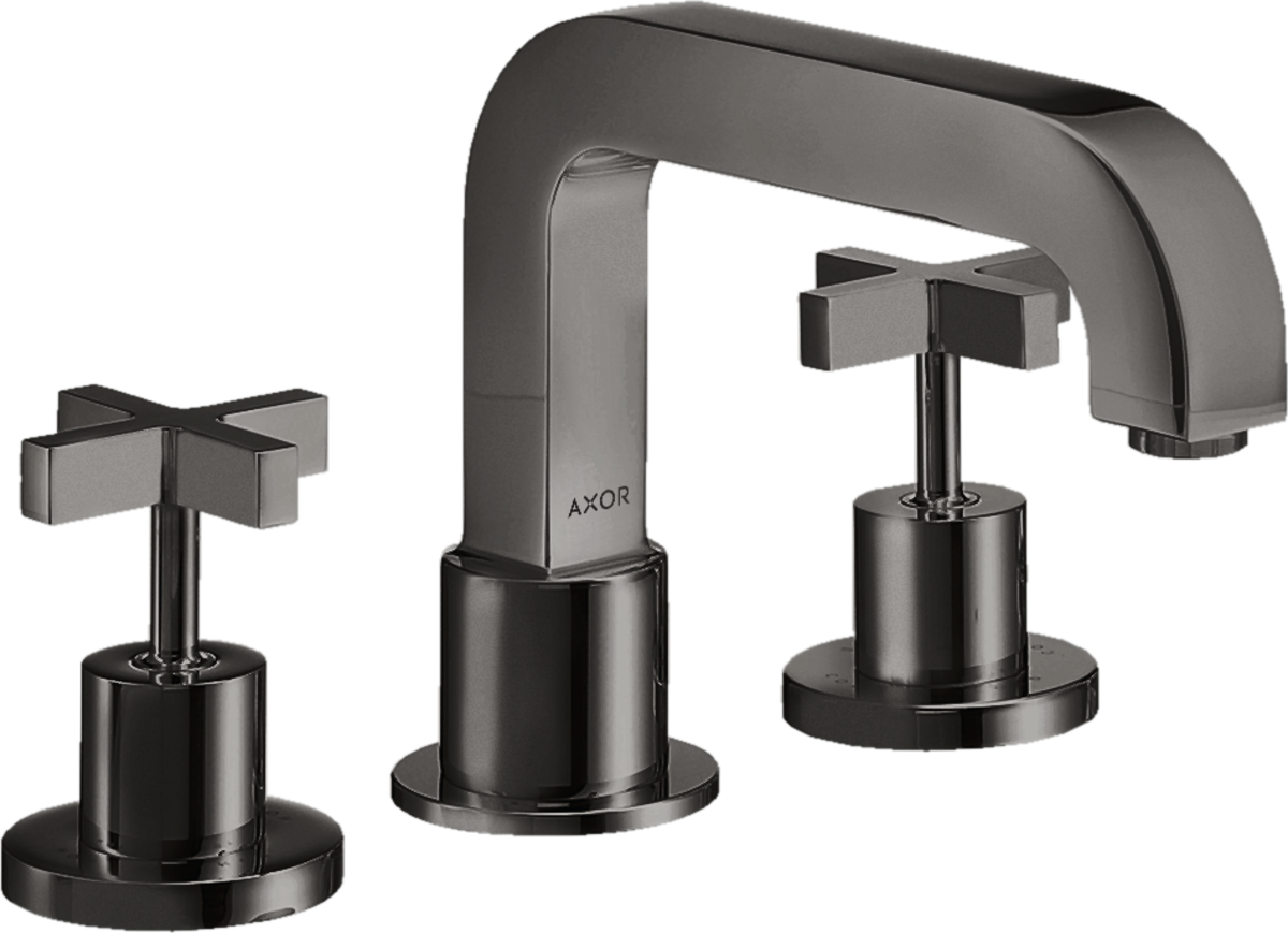 3-hole rim-mounted bath mixer with cross handles
