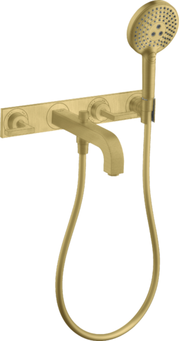 Rubinetteria 3 fori vasca ad incasso a parete con maniglie a leva e piastra