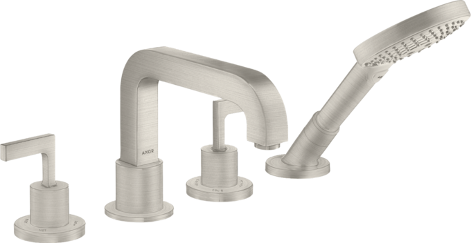 AXOR Citterio Batterie bain/douche 4 trous pour montage sur plage de carrelage avec poignées manettes et rosaces — 39454800