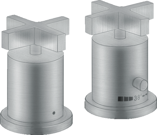 Batterie bain/douche thermostatique 2 trous pour montage sur plage de carrelage poignées croisillons