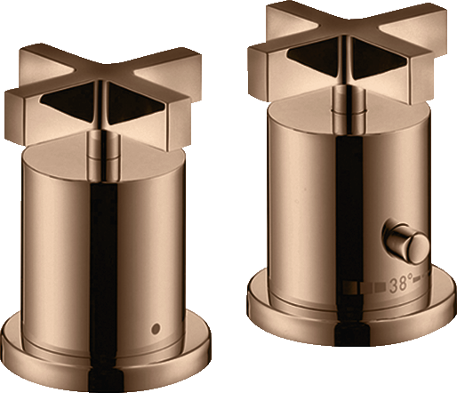 Grifería termostática de 2 agujeros para borde de bañera con manecillas de cruceta