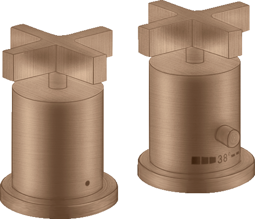 Grifería termostática de 2 agujeros para borde de bañera con manecillas de cruceta