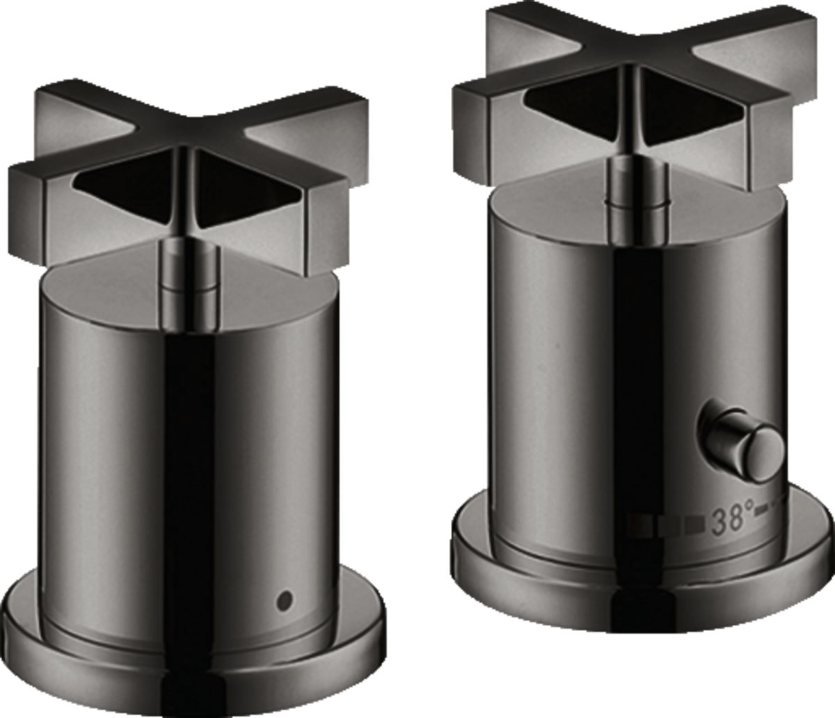 2-Loch Wannenrandarmatur mit Thermostat und Kreuzgriffen