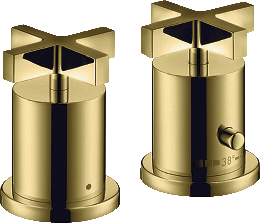 2-Loch Wannenrandarmatur mit Thermostat und Kreuzgriffen