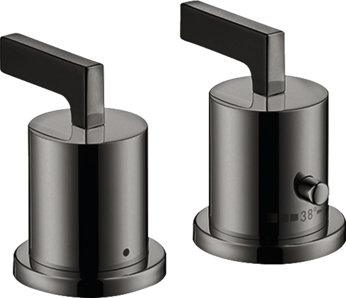 Batterie bain/douche thermostatique 2 trous pour montage sur plage de carrelage poignées manettes