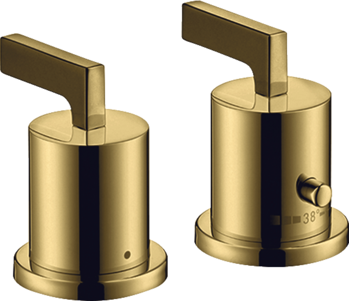 Batterie bain/douche thermostatique 2 trous pour montage sur plage de carrelage poignées manettes