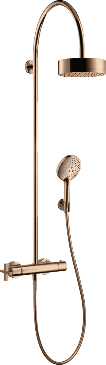 Showerpipe with thermostatic mixer and 1jet overhead shower 180