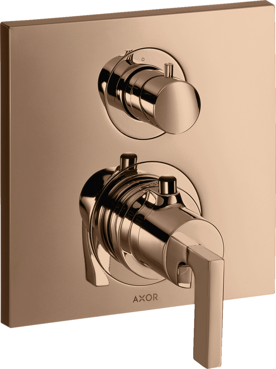 Thermostat for concealed installation with shut-off valve and lever handle