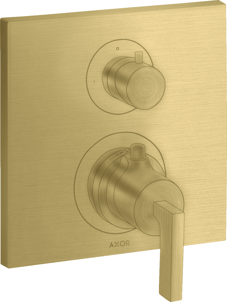 Thermostat for concealed installation with shut-off valve and lever handle