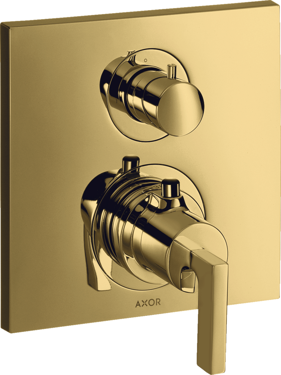 Thermostat for concealed installation with shut-off valve and lever handle