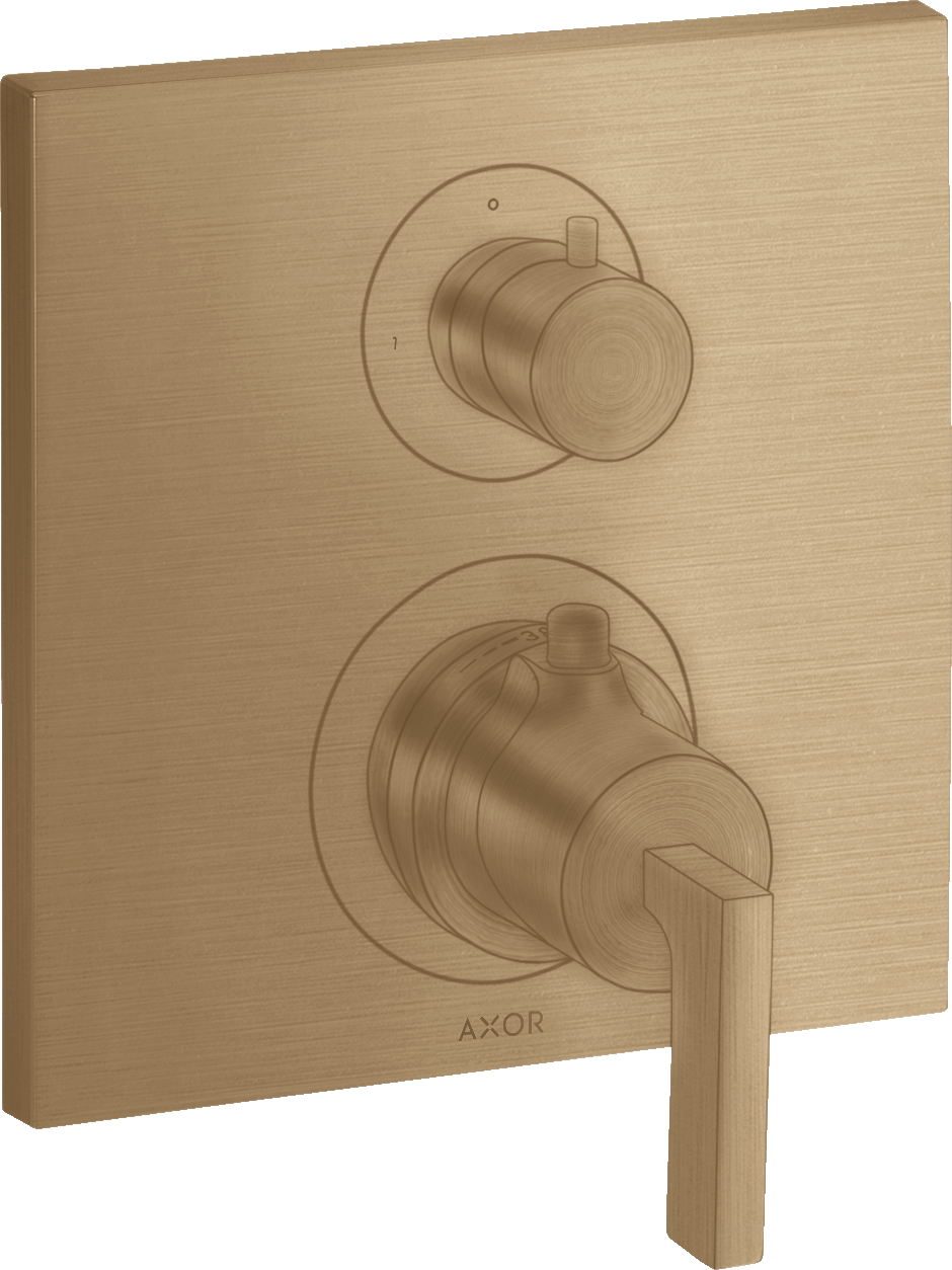 Thermostat for concealed installation with shut-off/ diverter valve and lever handle