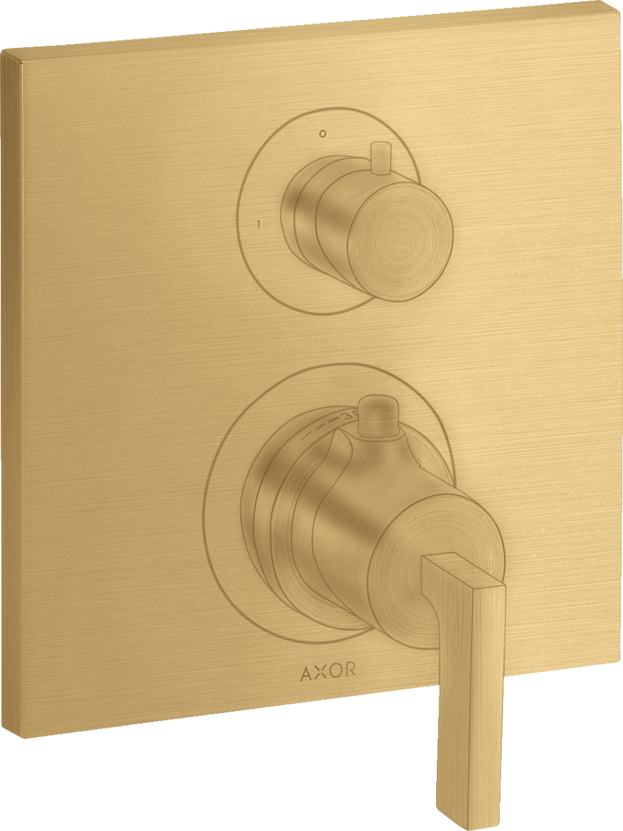 埋込式サーモスタット混合水栓 (レバーハンドル、止水栓/ 切替バルブ付き)