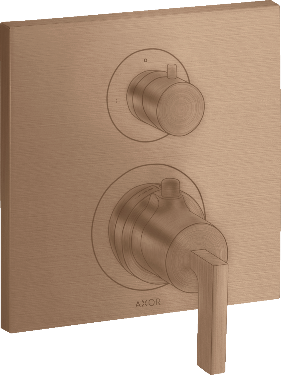 Thermostat for concealed installation with shut-off/ diverter valve and lever handle