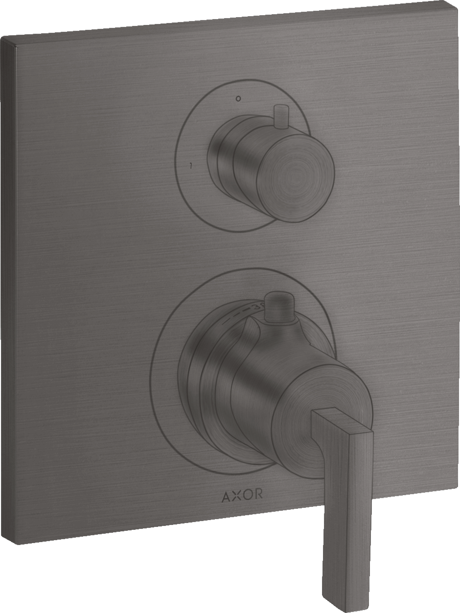 Thermostat for concealed installation with shut-off/ diverter valve and lever handle