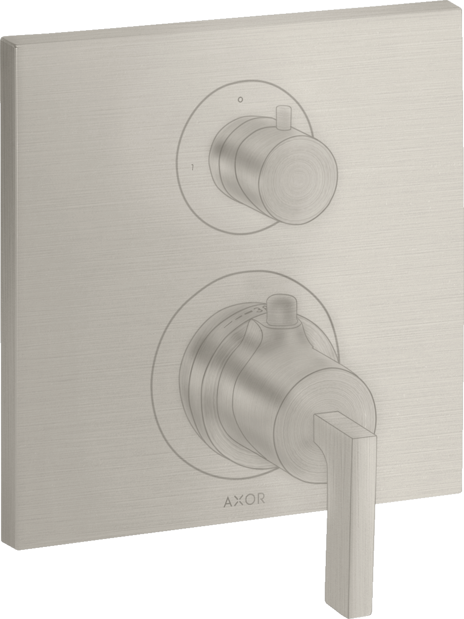 Thermostat for concealed installation with shut-off/ diverter valve and lever handle
