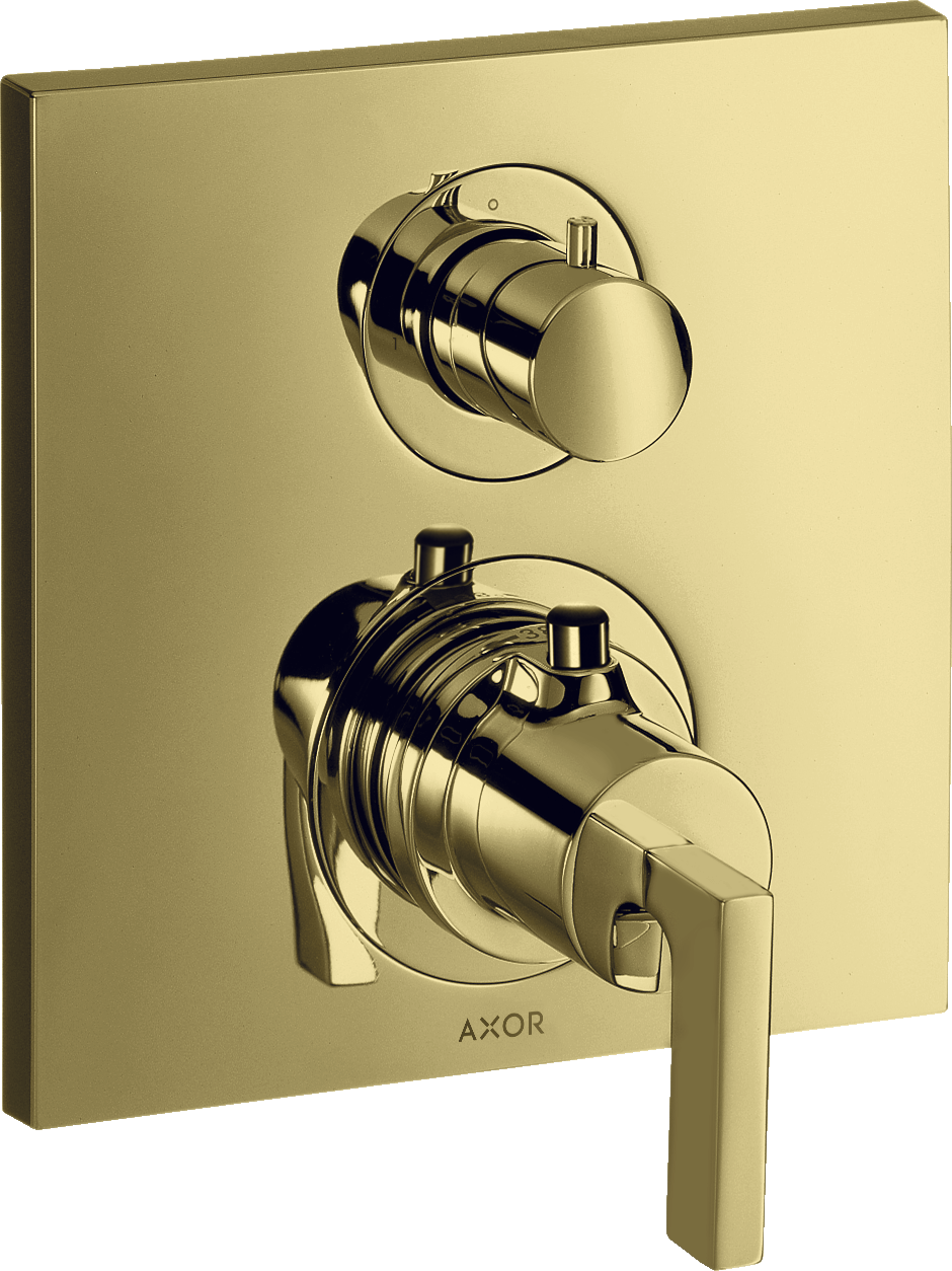 Thermostat for concealed installation with shut-off/ diverter valve and lever handle