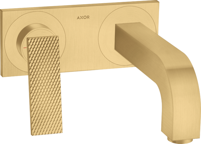 AXOR Citterio Mitigeur de lavabo encastré mural, poignée manette, bec 220 mm, avec plaque, coupe rhombique, bonde à écoulement libre — 39171250