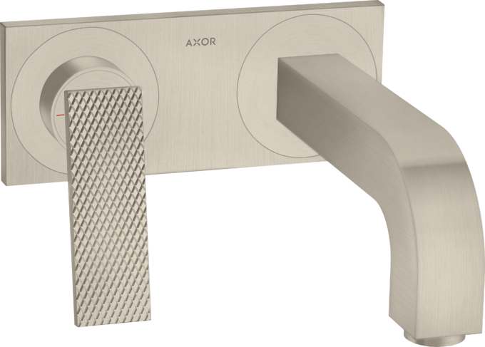 AXOR Citterio Mitigeur de lavabo encastré mural, poignée manette, bec 220 mm, avec plaque, coupe rhombique, bonde à écoulement libre — 39171820