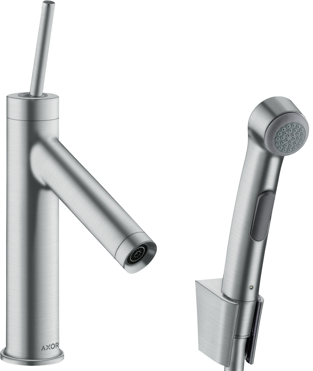 Single lever basin mixer 90 with bidette hand shower and shower hose 1.60 m