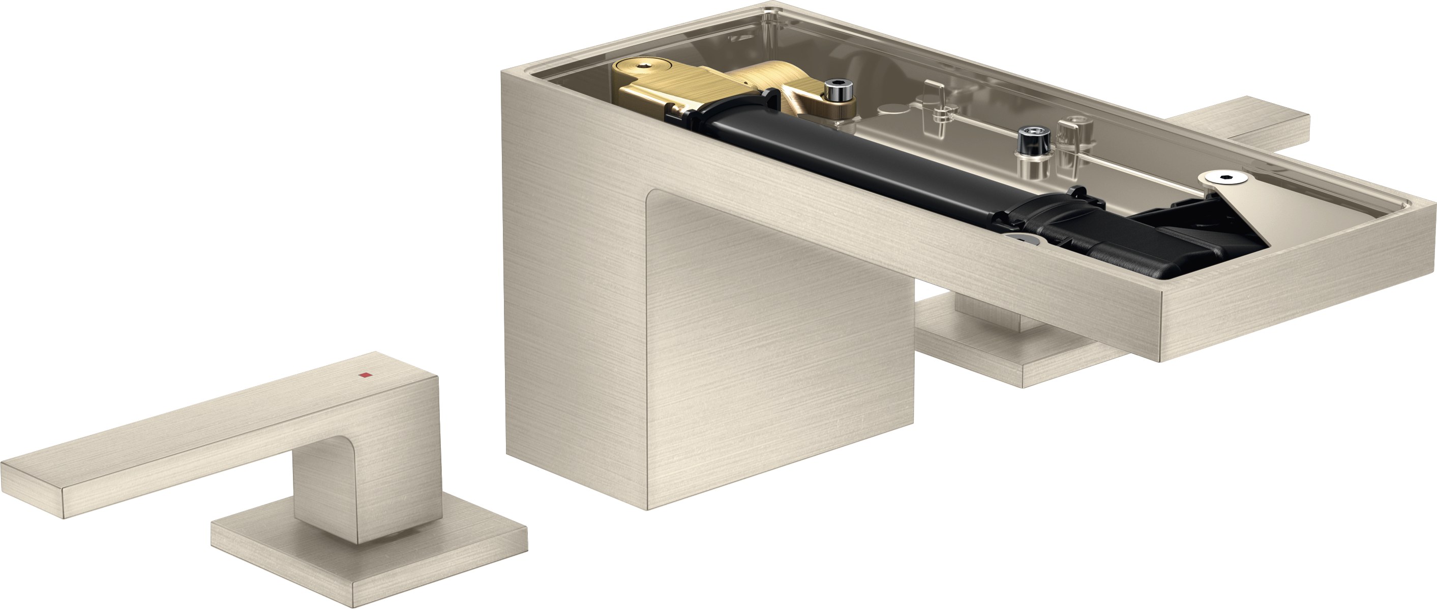 Grifería de lavabo de 3 agujeros 70 con vaciador push-open sin placa