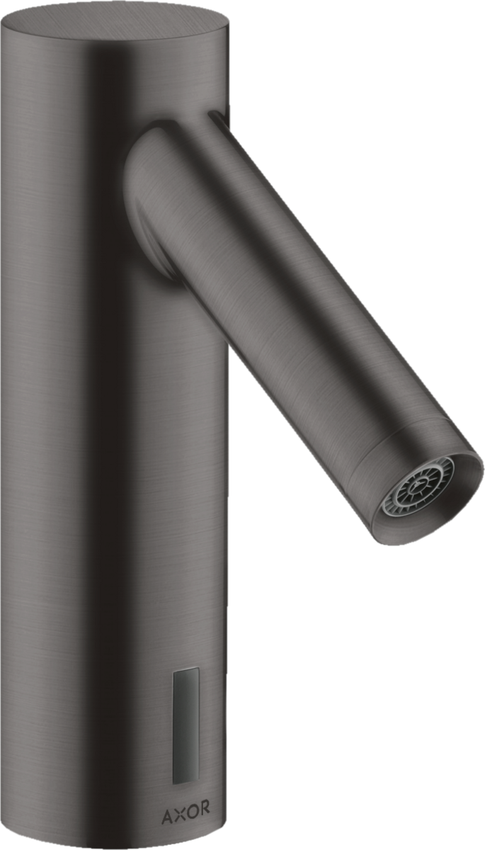 Electronic basin mixer with temperature pre-adjustment battery-operated