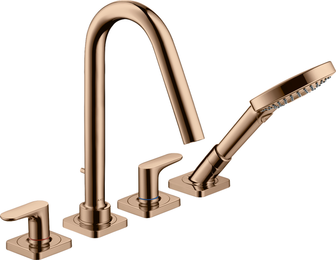 AXOR Citterio M Batterie bain/douche 4 trous pour montage sur plage de carrelage avec poignées manettes et rosaces — 34454300