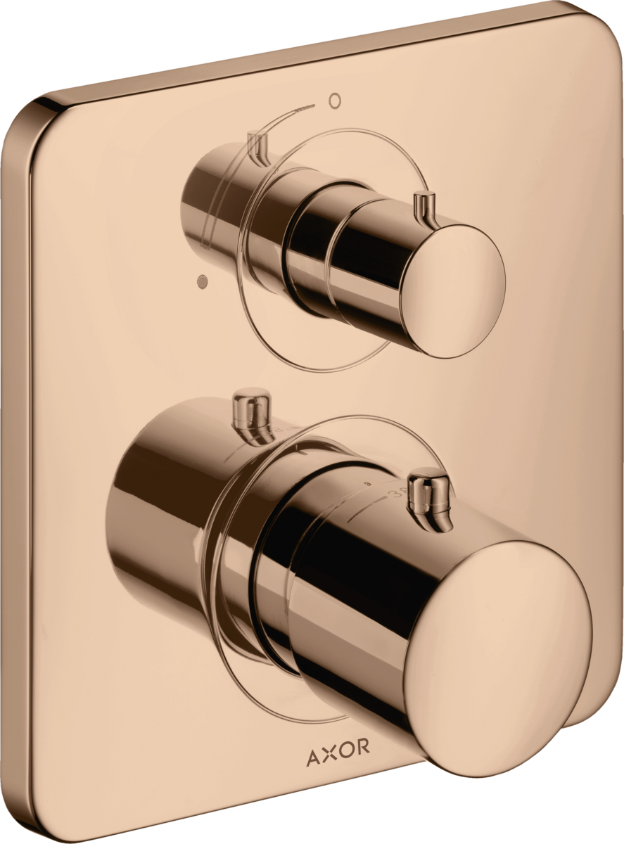 Thermostatic mixer for concealed installation with shut-off valve