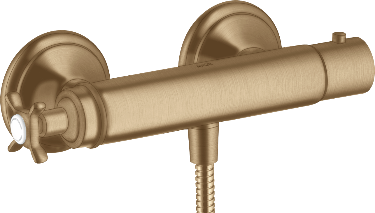 Shower thermostat for exposed installation with cross handle