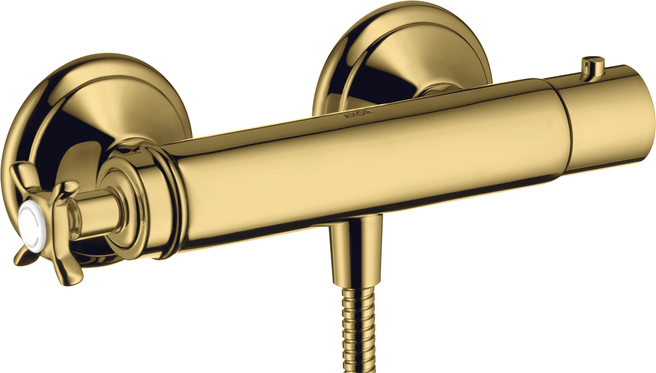 Shower thermostat for exposed installation with cross handle