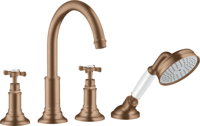 AXOR Montreux Batterie bain/douche 4 trous pour montage sur plage de carrelage avec poignées croisillons — 16544310