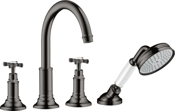 AXOR Montreux Batterie bain/douche 4 trous pour montage sur plage de carrelage avec poignées croisillons — 16544330
