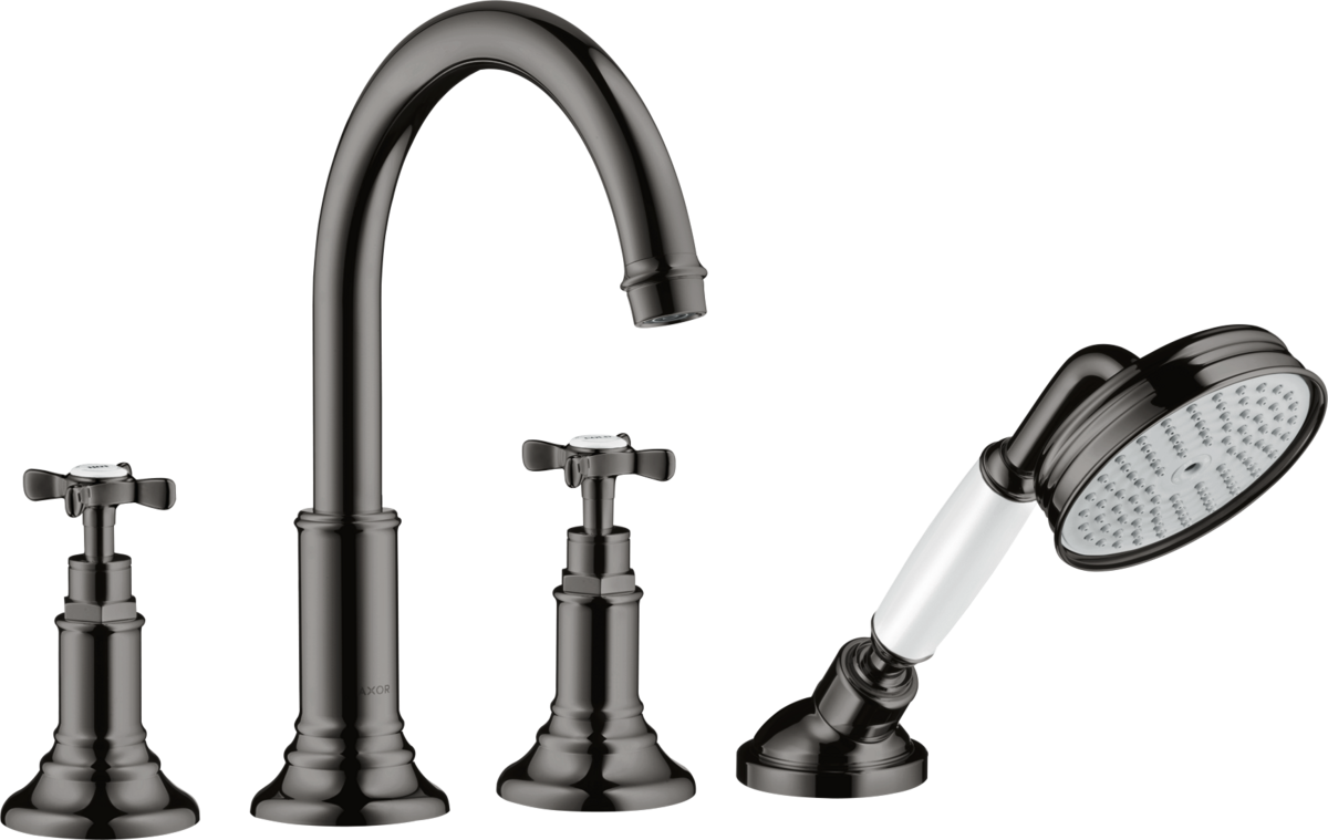 4-hole rim mounted bath mixer with cross handles