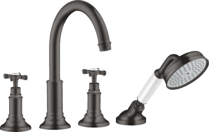 AXOR Montreux Batterie bain/douche 4 trous pour montage sur plage de carrelage avec poignées croisillons — 16544340