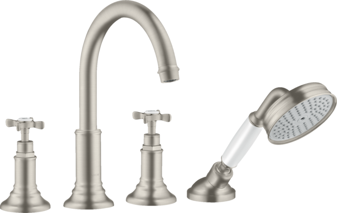 AXOR Montreux Batterie bain/douche 4 trous pour montage sur plage de carrelage avec poignées croisillons — 16544800