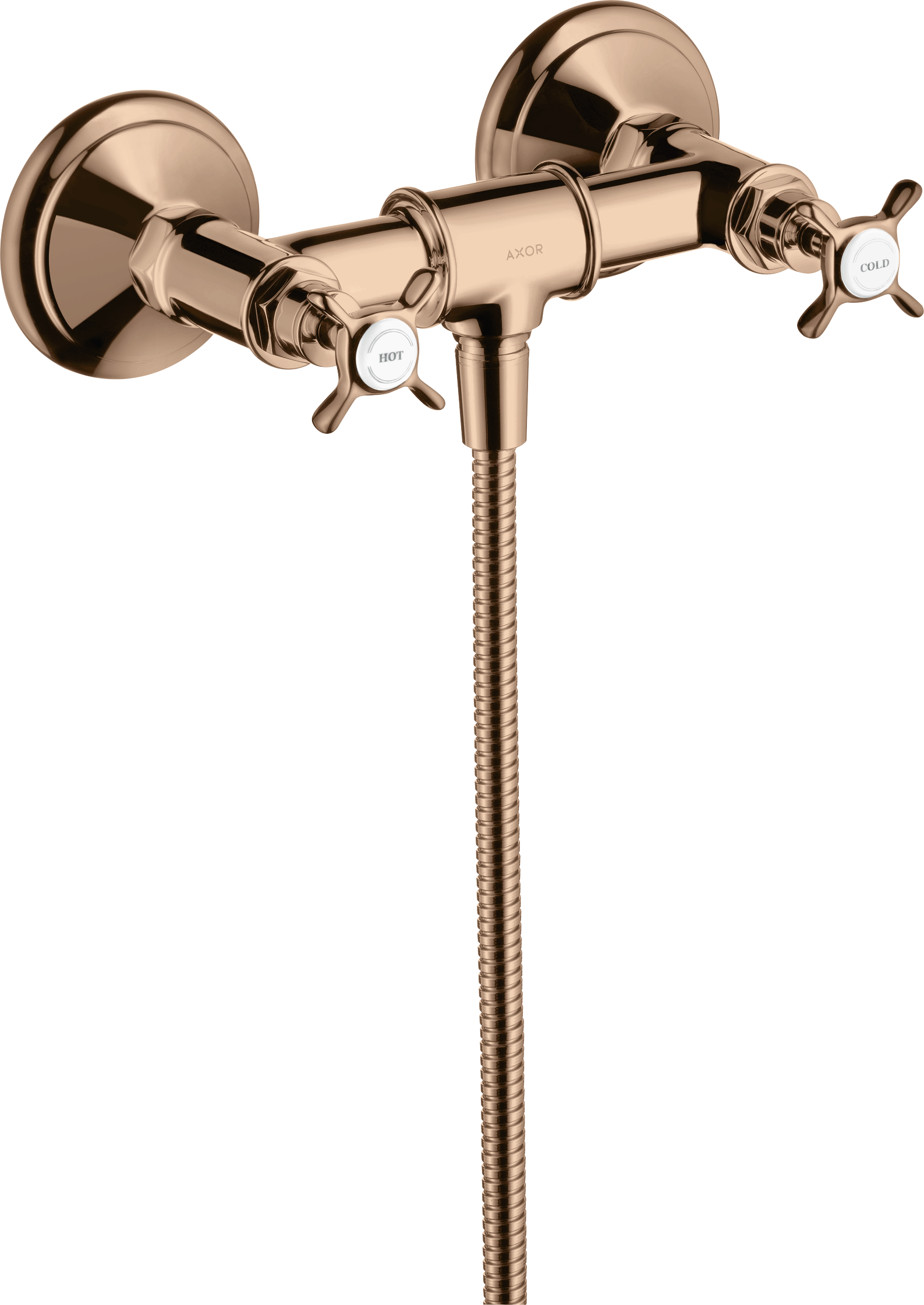 2-handle shower mixer for exposed installation with cross handles