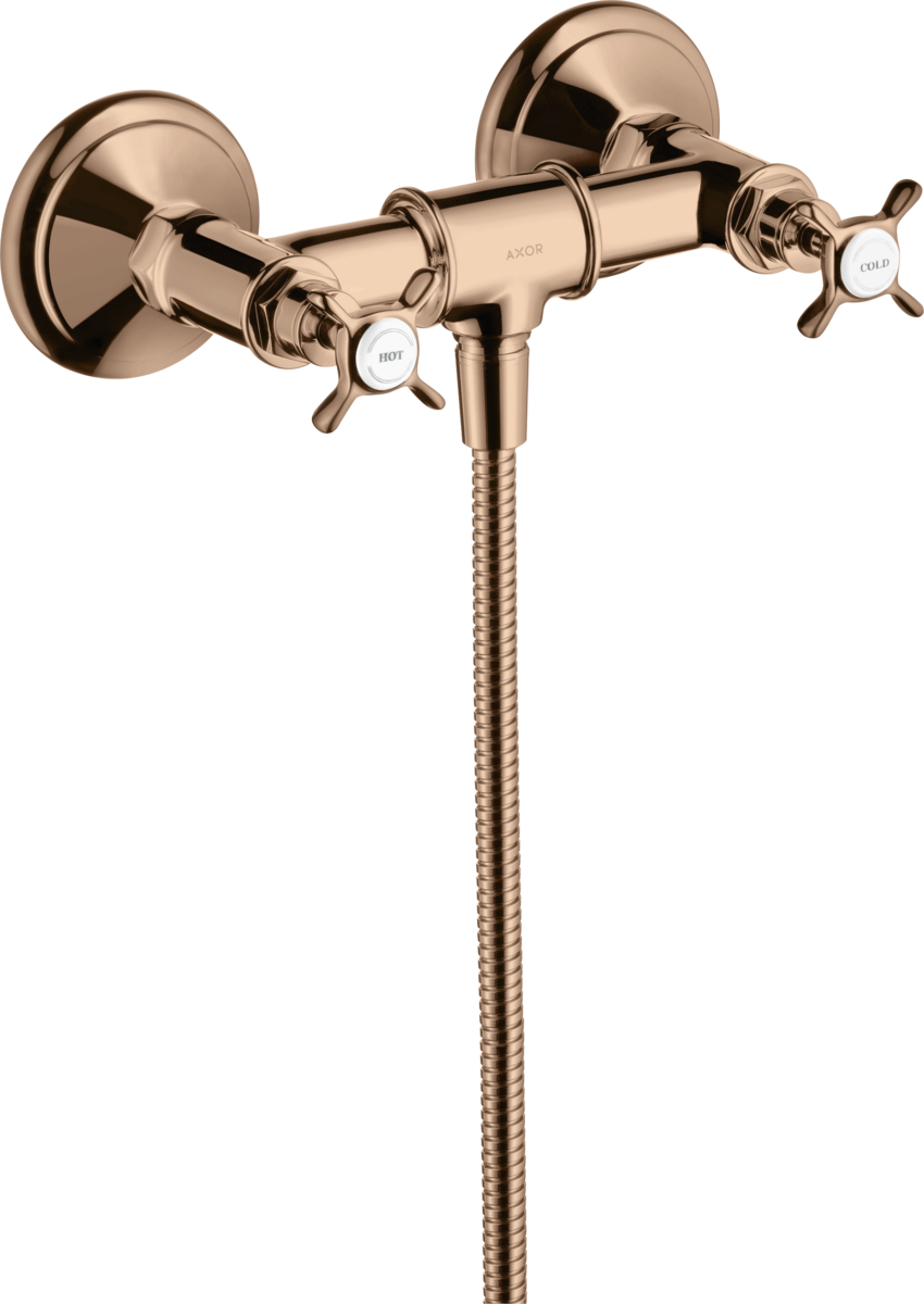 2-handle shower mixer for exposed installation with cross handles