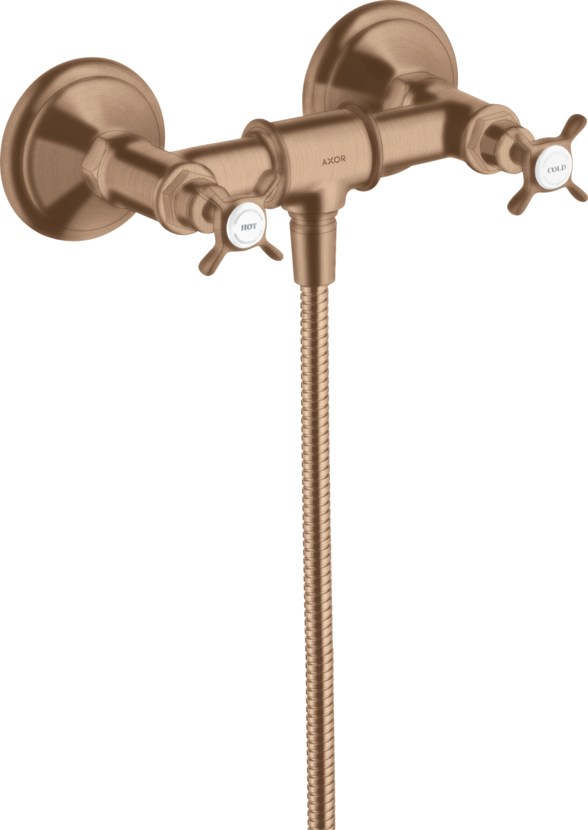 2-handle shower mixer for exposed installation with cross handles