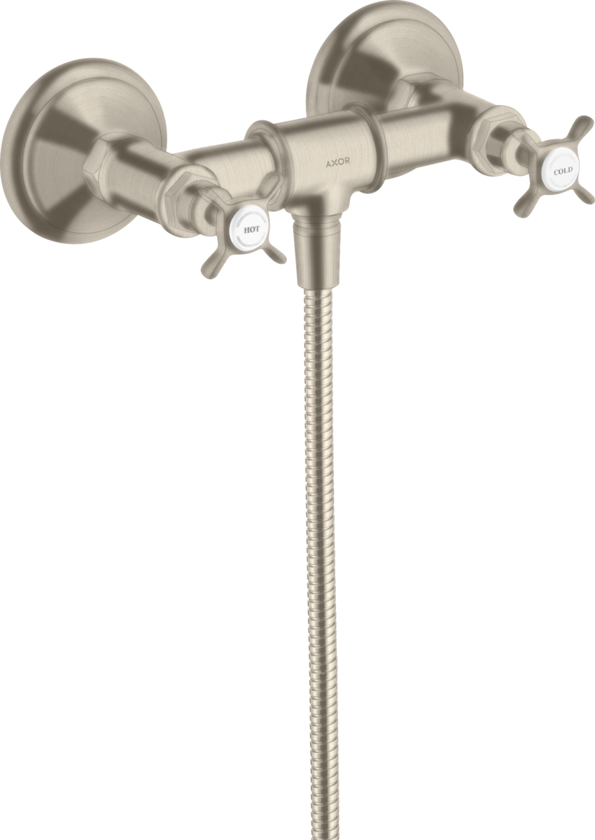 2-handle shower mixer for exposed installation with cross handles