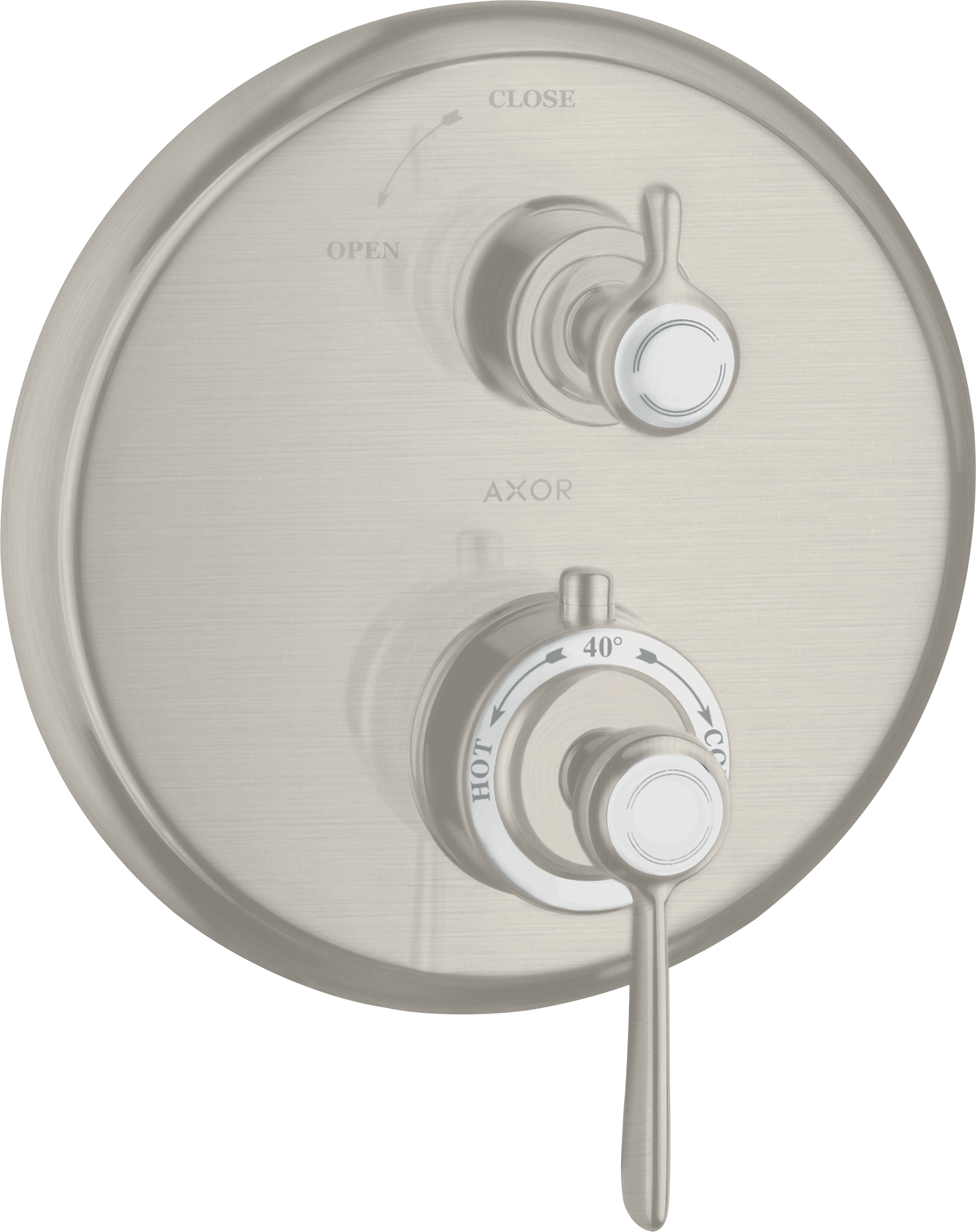 Thermostat for concealed installation with lever handle and shut-off valve
