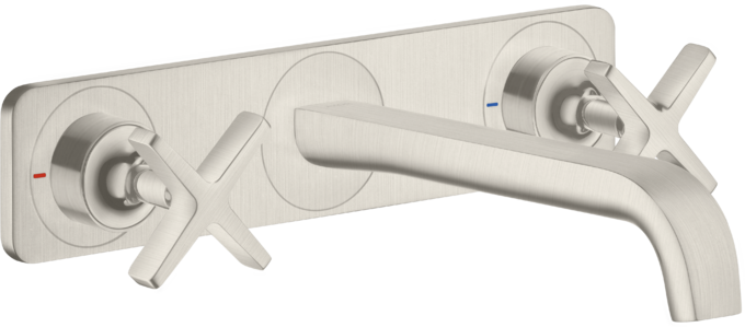 AXOR Citterio E Mélangeur de lavabo 3 trous encastré pour montage mural bec 220 mm avec plaque, bonde à écoulement libre — 36115800