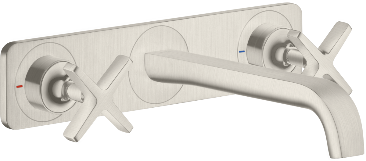 3-Loch Waschtischarmatur Unterputz für Wandmontage mit Auslauf 220 mm und Platte