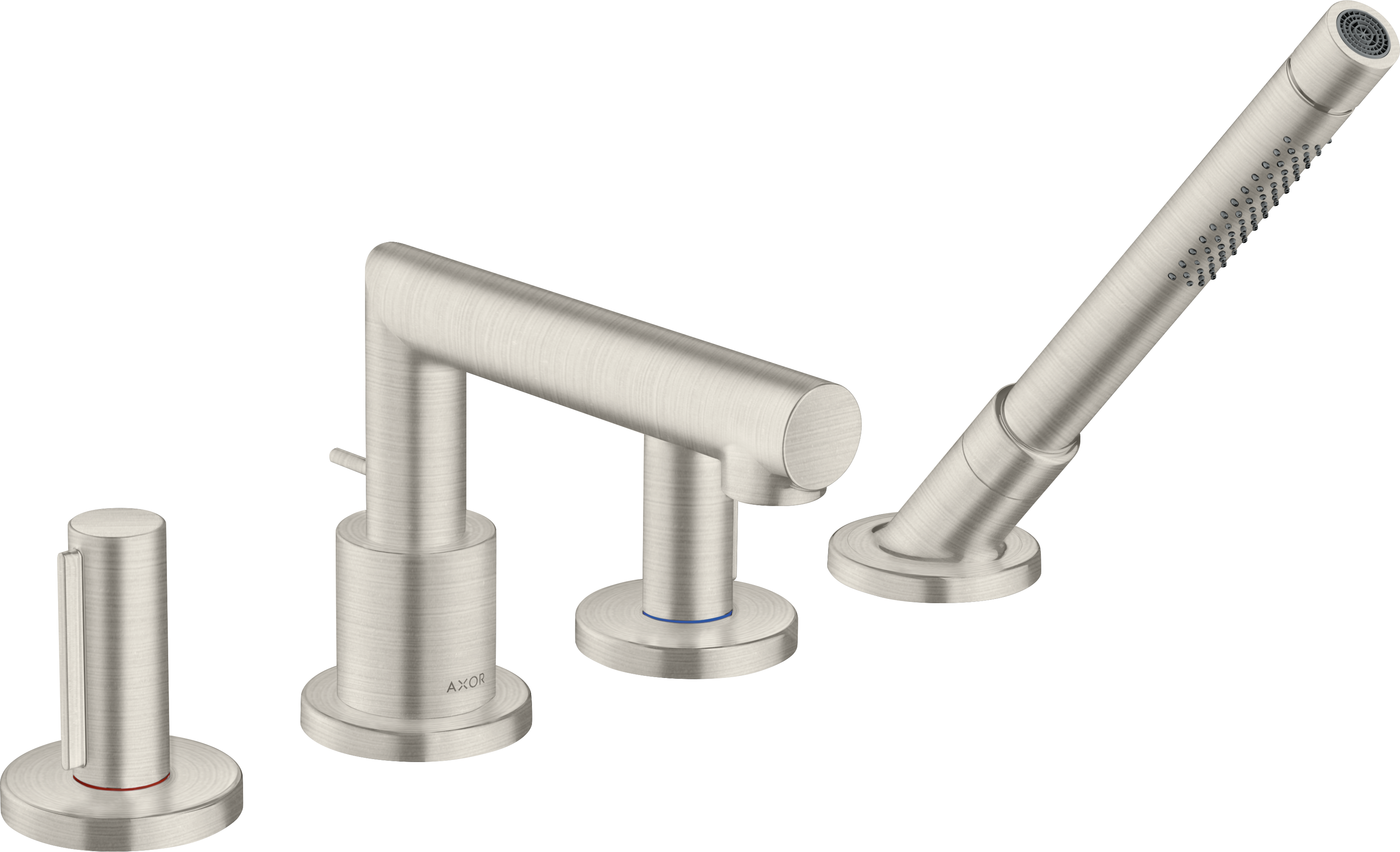 4-hole rim mounted bath mixer with zero handles