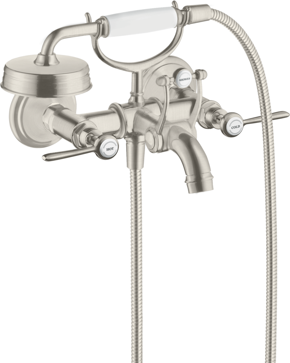 2-handle bath mixer for exposed installation with lever handles