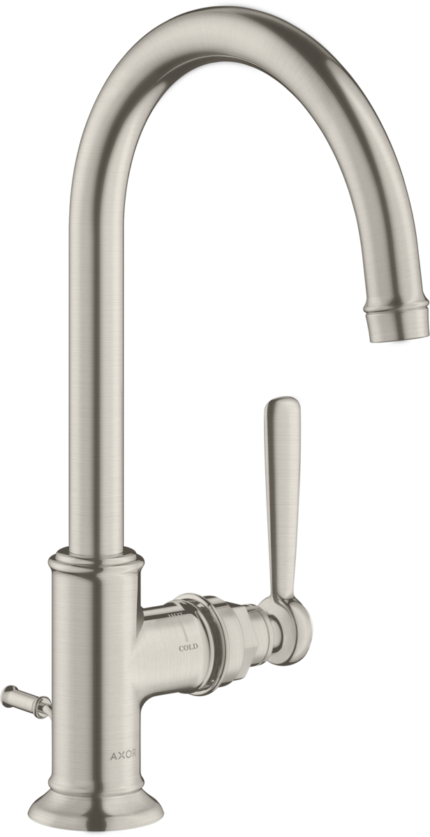 Single lever basin mixer 210 with lever handle and pop-up waste set
