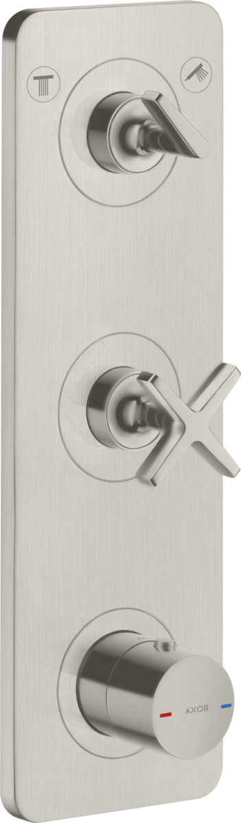 Thermostatic module 380/120 for concealed installation for 2 functions with plate