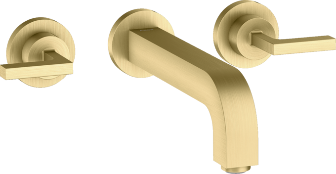 AXOR Citterio Mélangeur de lavabo 3 trous encastré pour montage mural poignées manettes avec rosaces, bec 222 mm, bonde à écoulement libre — 39147950
