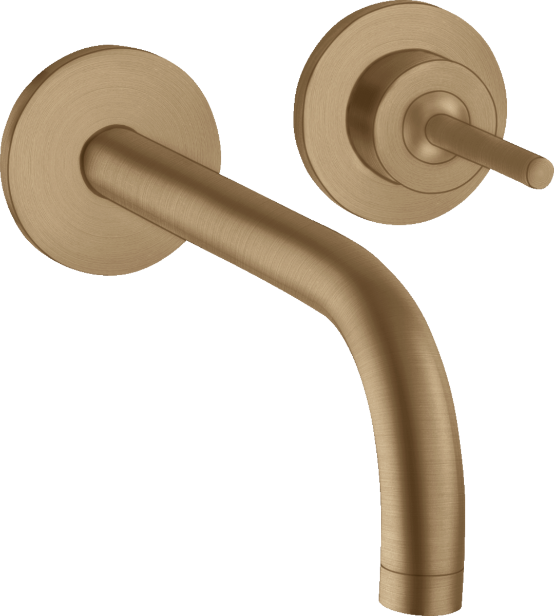 1-grebs håndvaskarmatur til 2-huls indbygning i væg med 165 mm tud og rosetter