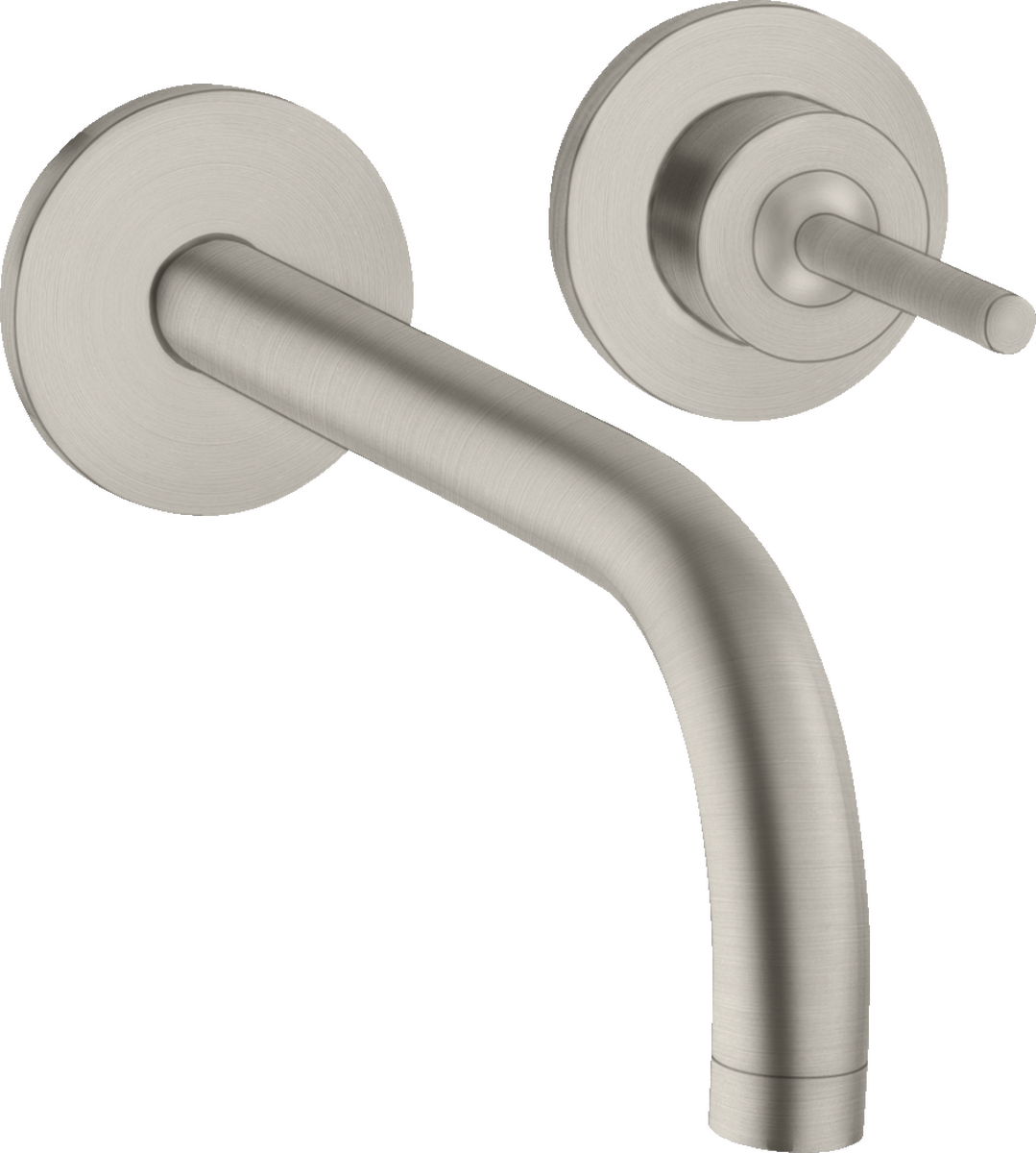 1-grebs håndvaskarmatur til 2-huls indbygning i væg med 165 mm tud og rosetter